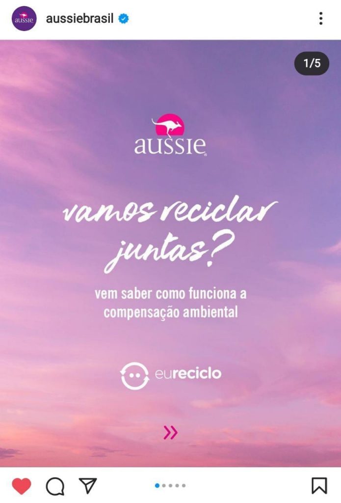 Print da postagem de divulgação da parceria entre P&G e eureciclo.