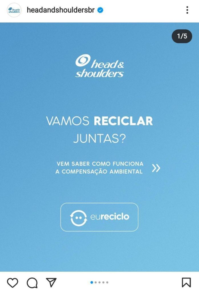 Print da postagem de divulgação da parceria entre P&G e eureciclo.