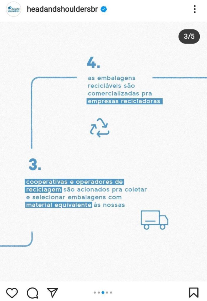 Print da postagem de divulgação da parceria entre P&G e eureciclo.