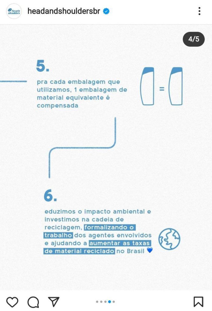 Print da postagem de divulgação da parceria entre P&G e eureciclo.