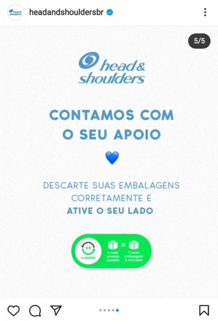 Print da postagem de divulgação da parceria entre P&G e eureciclo.
