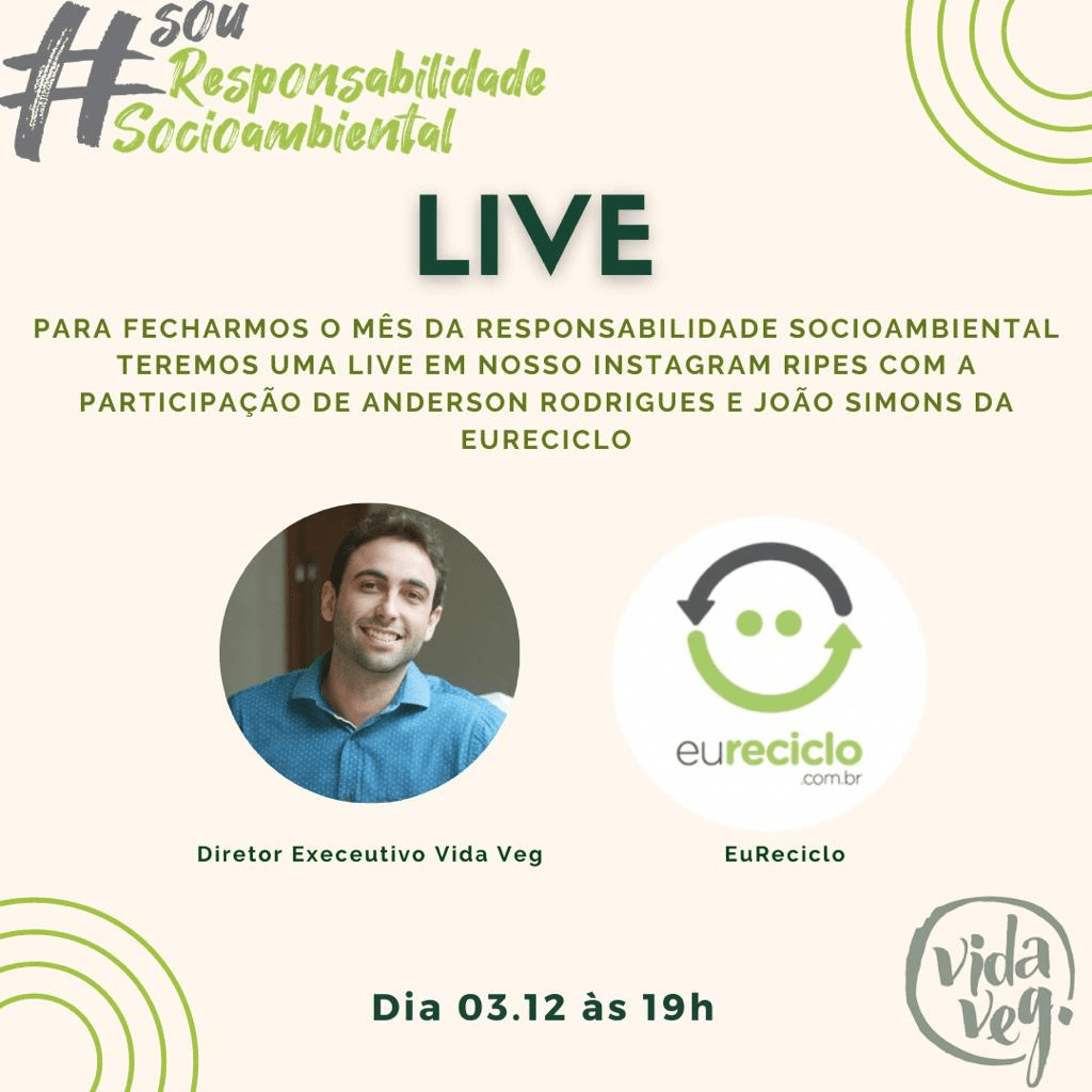 Imagem de divulgação de live da Vida Veg com a eureciclo.